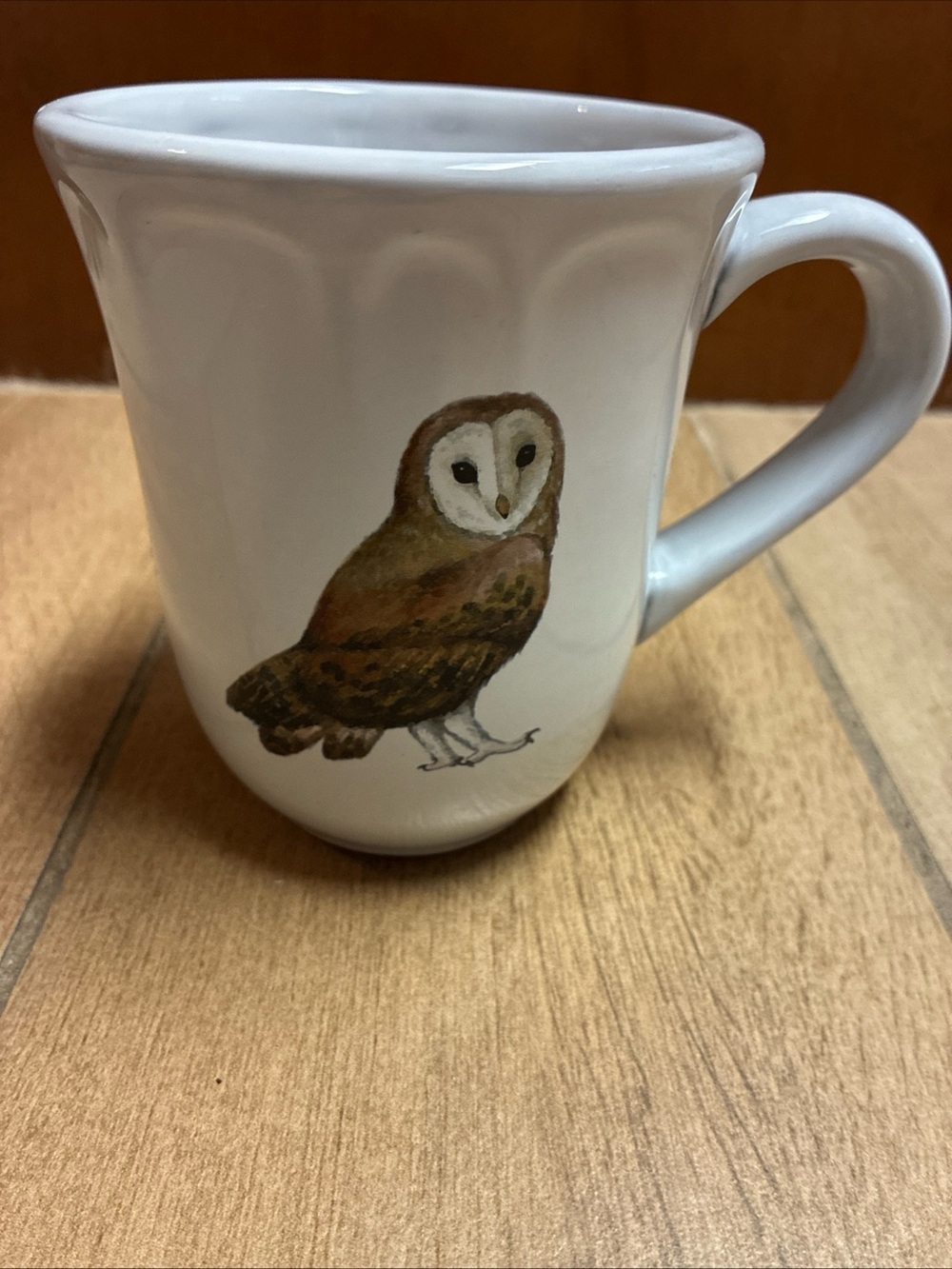 World Market White Ceramic Mug with Barn Owl Graphic